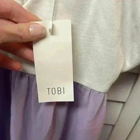 Tobi Cross Front Dress Purple & White Size Medium NWT - Picture 3 of 6